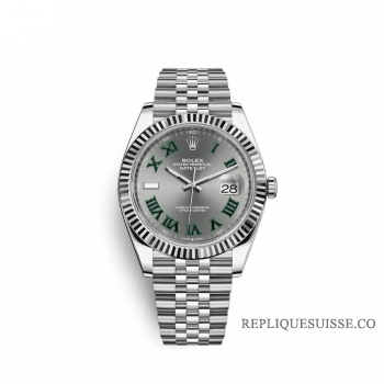 Rolex Datejust 41 Oystersteel or blanc 18 ct M126334-0022 cadran ardoise