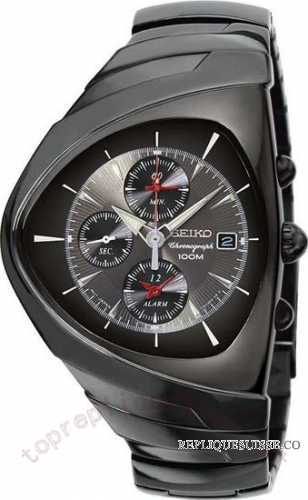 Seiko Streamline Alarm Chronographe acier noir Hommes SNA757 Montre Réplique