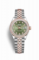 Copie Montre Rolex Datejust 28 Everose Roles ou Oystersteel 18 ct Everose or RBR Vert olive sertie de diamants Cadran m279381rbr-0007