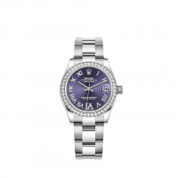 Rolex Datejust 31 Blanc Rolesor cadran serti de diamants aubergine