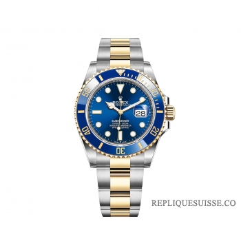 Rolex Submariner Date Jaune Rolesor Bleu Cerachrom Lunette 41mm