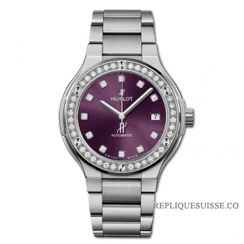 Réplique Bracelet Hublot Classic Fusion Titane Violet Diamants