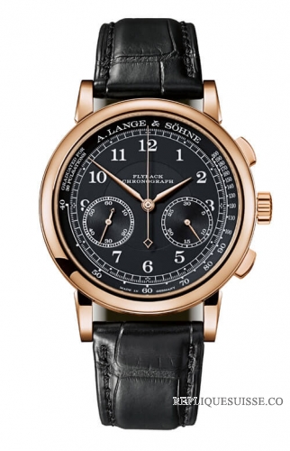 Copie Montre A. Lange & Sohne 1815 Chronographe Or Rose/Noir/Pulsometre 414.031