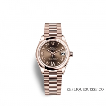 Rolex Datejust 31 or Everose 18 ct M278245-0024 Chocolat serti de diamants Cadran