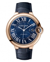 Cartier Ballon Bleu Or Rose Avec Cuir Bleu WGBB0036