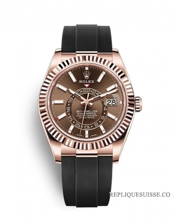 Rolex Sky-Dweller 18 ct Everose cadran chocolat bracelet Oysterflex