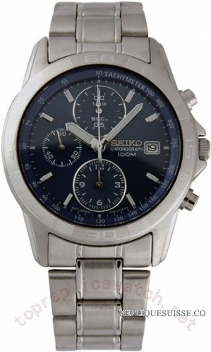 Seiko Chronographe acier bleu Hommes SND509 Montre Réplique