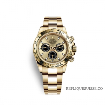 Rolex Cosmograph Daytona or jaune 18 ct M116508-0014 couleur champagne et cadran noir