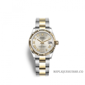Rolex Datejust 31 Oystersteel or jaune 18 ct M278273-0003 Argent serti de diamants Cadran