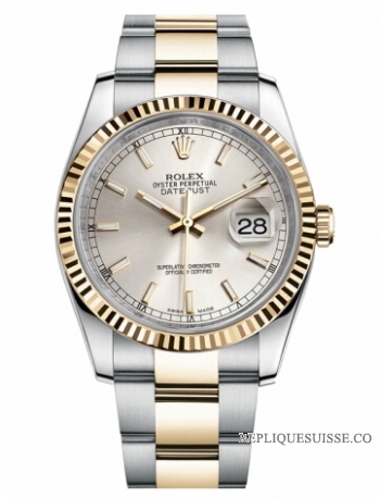 Réplique Rolex Datejust 36mm acier et or Argent Dial 116233 SSO