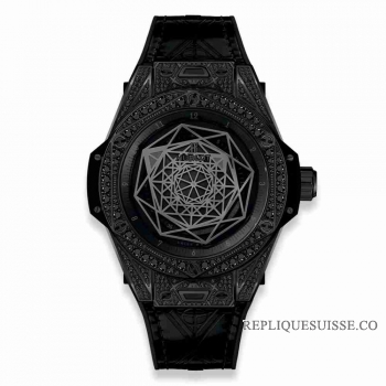 Copie Montre Hublot Big Bang Sang Bleu Tous Noir Pave 39mm 465.CS.1114.VR.1700.MXM18