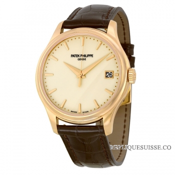 Patek Philippe Calatrava Cuir Cadran Mecanique Ivoire -001 5227R-001 Montres Copie