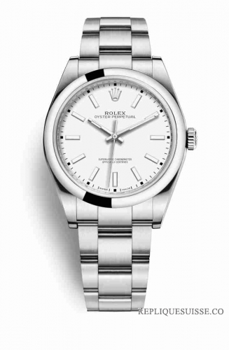 Copie Montre Rolex Oyster Perpetual 39 Oystersteel Cadran Blanc m114300-0004