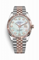 Copie Montre Rolex Datejust 41 Everose Roles ou Oystersteel 18 ct Everose or 126331 Blanc nacre sertie de diamants Cadran m126331-0014