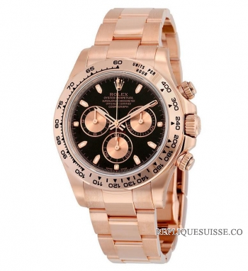 Réplique Rolex Cosmograph Daytona cadran noir or rose 18 kt 116505BKSO