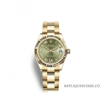 Rolex Datejust 31 or jaune 18 ct M278278-0029 Vert olive sertie de diamants Cadran