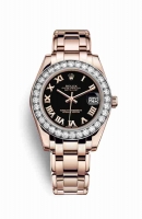 Copie Montre Rolex Pearlmaster 34 18 ct Everose or cadran noir m81285-0044