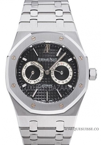 Audemars Piguet Royal Oak Day-Date, cadran noir Bracelet en acier inoxydable sur Montre Réplique