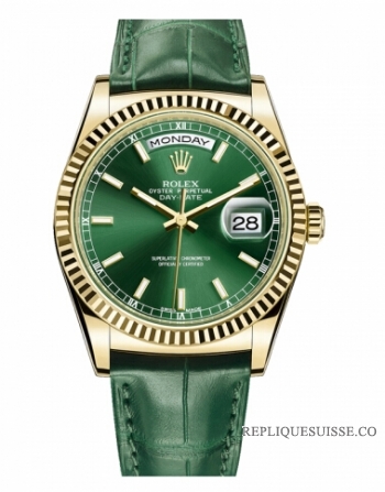 Rolex Day Date Or jaune Green cadran 118138 GRL