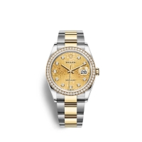 Rolex Datejust 36 Oystersteel or jaune 18 ct M126283RBR-0020 couleur champagne sertie de diamants Cadran
