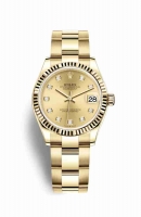 Copie Montre Rolex Datejust 31 Or jaune 18 carats 278278 Champagne-couleur diamants Cadran m278278-0016