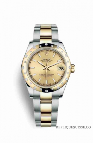 Copie Montre Rolex Datejust 31 Jaune Rolesor Oystersteel or jaune 18 ct 178343 Champagne-couleur Cadran m178343-0021