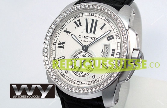 Calibre De Cartier Automatique Diamants WF100003 Montre Réplique - Cliquez sur l'image pour la fermer