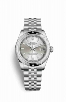 Copie Montre Rolex Datejust 31 Blanc Role ou Oystersteel Or blanc 18 carats 178344 Argent Cadran m178344-0063