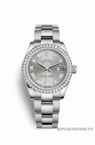 Copie Montre Rolex Datejust 31 Blanc Role ou Oystersteel Or blanc 18 carats 178384 Rhodium Cadran m178384-0021