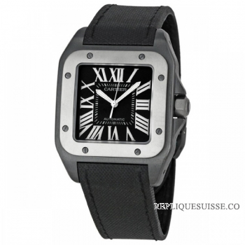 Cartier Santos 100 noir acier/Titanium W2020010 Montre Réplique