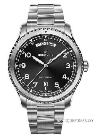 Copie Montre Breitling Navitimer 8 jours et date Bracelet cadran noir A45330101B1A1