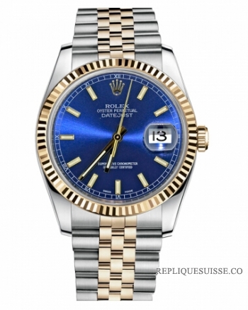 Réplique Rolex Datejust 36mm acier et Jaune or bleu Dial 116233 BLSJ