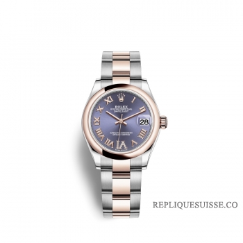 Rolex Datejust 31 Oystersteel Or Everose 18 ct M278241-0019 Aubergine sertie de diamants Cadran
