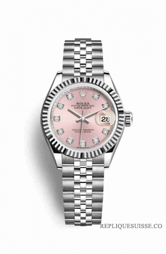 Copie Montre Rolex Datejust 28 White Rolesor Oystersteel Or blanc 18 carats Rose Set diamants Cadran m279174-0003