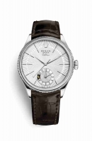 Copie Montre Rolex Cellini Dual Time or blanc 18 ct 50529 Argent guilloche Cadran m50529-0009