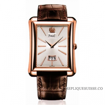 Piaget Emperador cadran argente cuir marron hommes