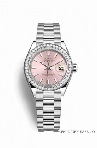 Copie Montre Rolex Datejust 28 Platinum RBR Rose cadran m279136rbr-0004