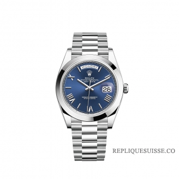 Rolex Day-Date 40 Platinum cadran bleu vif bracelet President