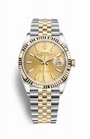 Copie Montre Rolex Datejust 36 Jaune Rolesor Oystersteel or jaune 18 ct 126233 Champagne-couleur Cadran m126233-0015