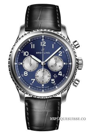 Copie Montre Breitling Navitimer 8 B01 cadran bleu et bracelet en cuir AB0117131C1P1