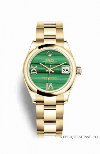 Copie Montre Rolex Datejust 31 or jaune 18 carats 278248 Malachite diamants fixes Cadran m278248-0003