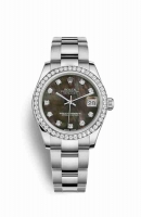 Copie Montre Rolex Datejust 31 Blanc Roles ou Oystersteel or blanc 18 carats 178384 Noir ensemble de nacre diamants Cadran m178384-0019