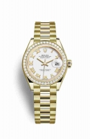 Copie Montre Rolex Datejust 28 Or jaune 18 ct 279138RBR Cadran Blanc m279138rbr-0031