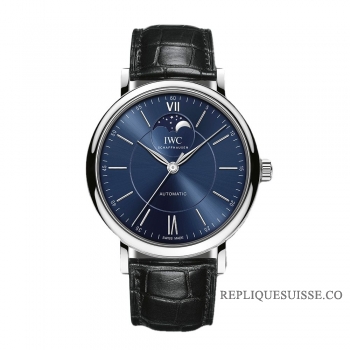 Réplique IWC Portofino automatique cadran bleu phase de lune IW459402