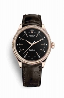 Copie Montre Rolex Cellini Time 18 ct Everose or 50505 Noir serti de diamants Cadran m50505-0025