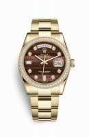 Copie Montre Rolex Day-Date 36 Or jaune 18 carats 118348 Bulls Eye Set Diamants Cadran m118348-0162