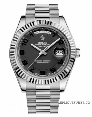 Réplique Rolex Day Date II President Blanc or noir concentric cadran 2182 218239 BKCAP