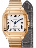 Cartier Santos 18k Or Rose Automatique Cadran Blanc WGSA0031