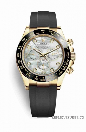 Copie Montre Rolex Cosmograph Daytona or jaune 18 ct 116518LN Diamants blancs serti de nacre Cadran m116518ln-0037