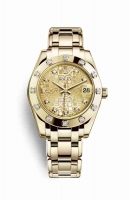 Copie Montre Rolex Pearlmaster 34 Or jaune 18 carats Champagne-couleur Jubile design serti de diamants Cadran m81318-0010